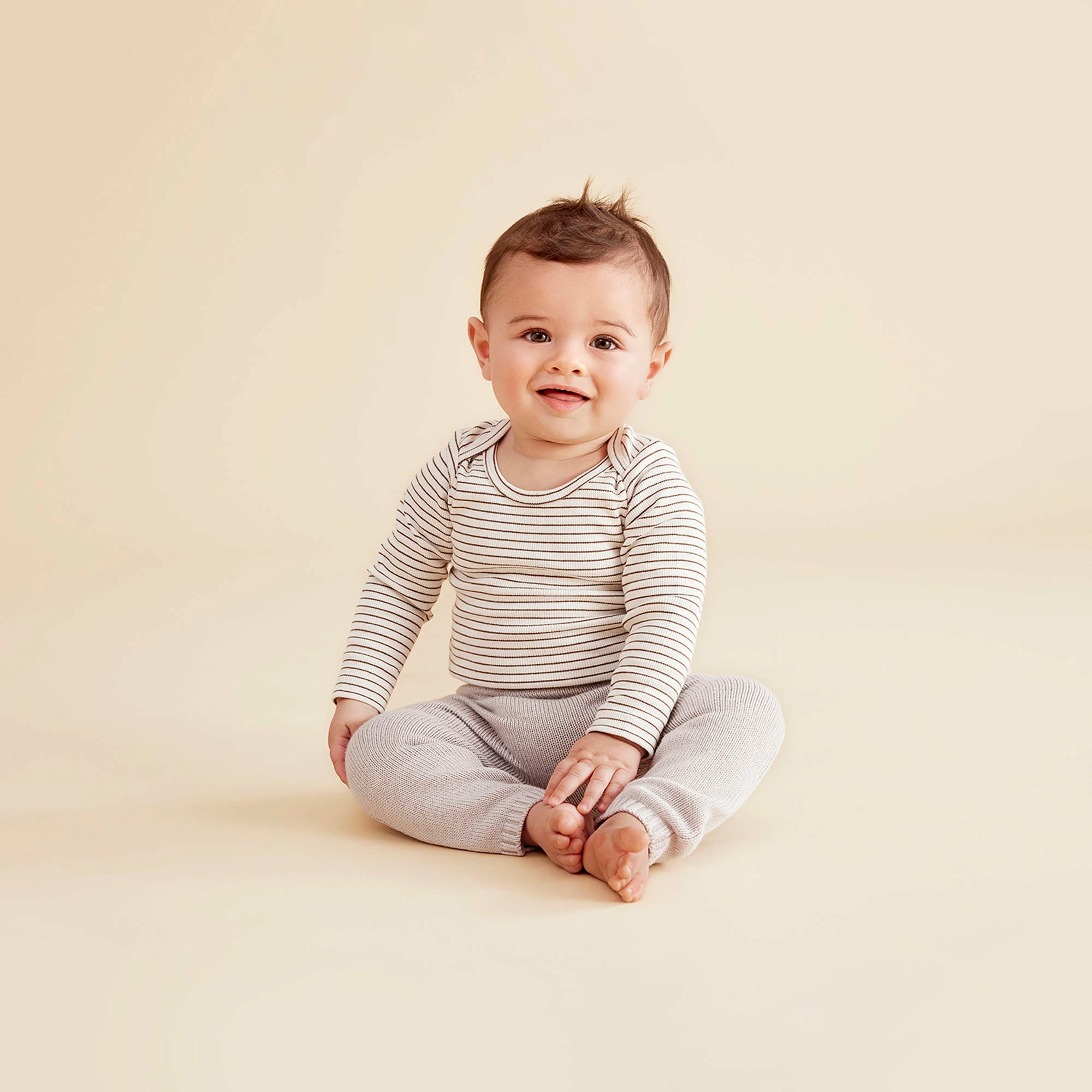 Wilson & Frenchy Organic Stripe Rib Bodysuit - Blue Depths