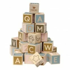 Micki Senses Wooden Letter And Number Building Blocks, 36 Pcs