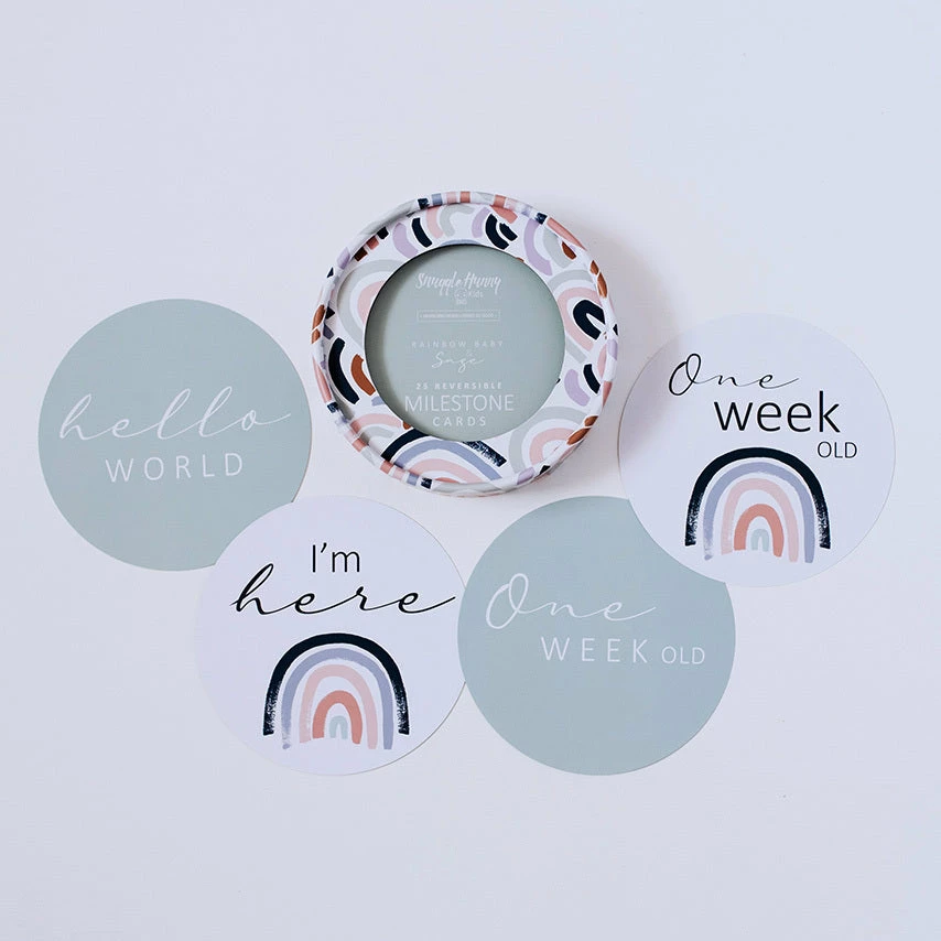 Snuggle Hunny Kids Rainbow Baby & Sage Reversible Milestone Cards - Image 4