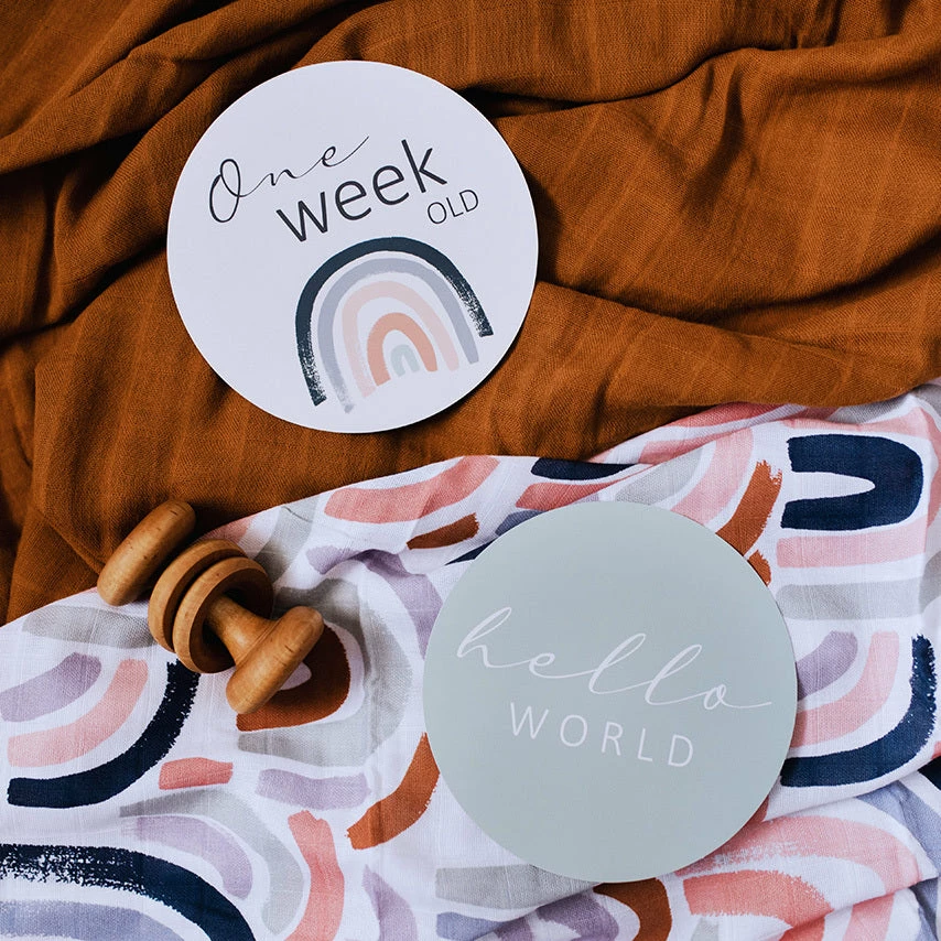 Snuggle Hunny Kids Rainbow Baby & Sage Reversible Milestone Cards