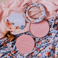 Snuggle Hunny Kids Vintage Blossom & Rose Gold Reversible Milestone Cards