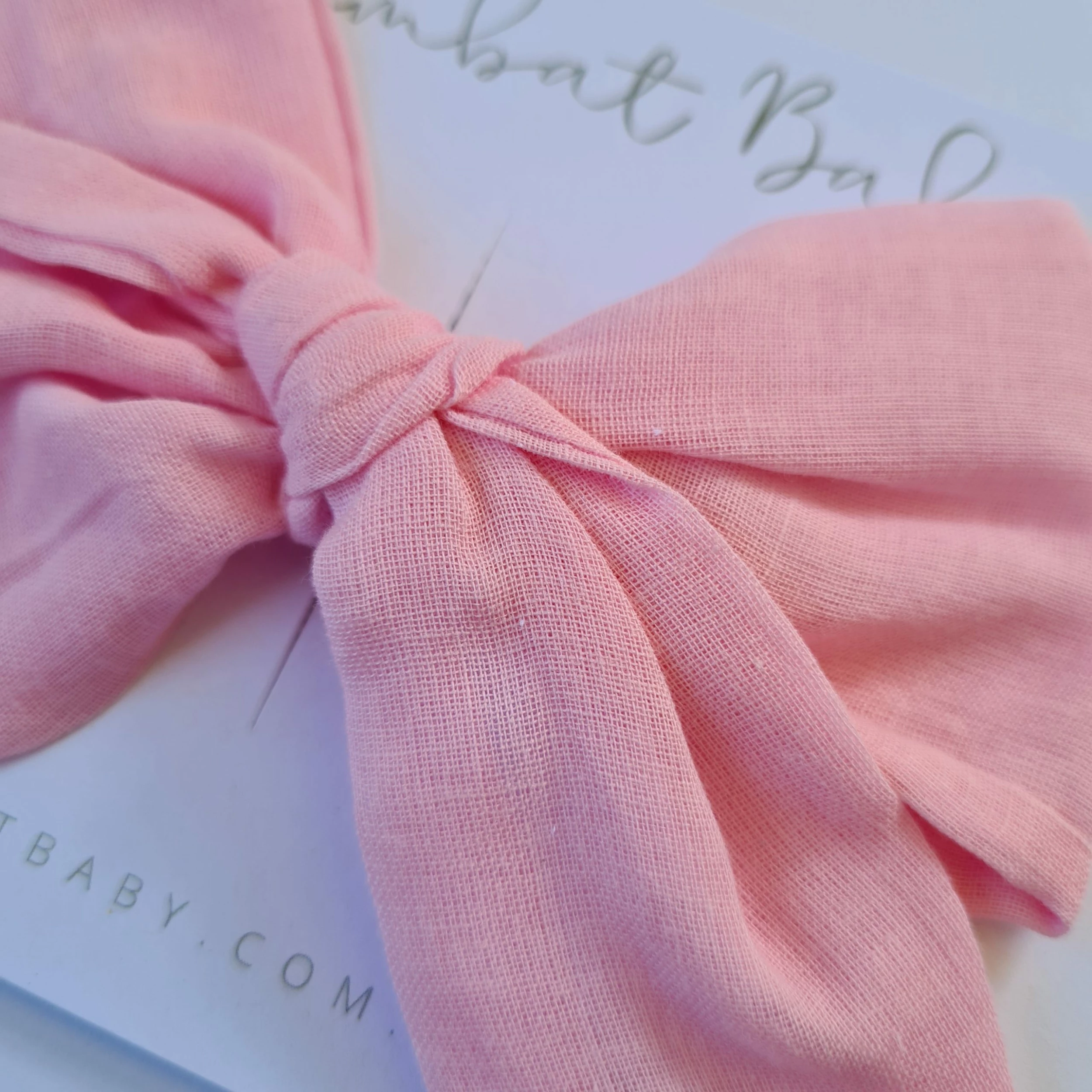 Wombat Baby Belle Bow - Strawberry Gauze - Image 3