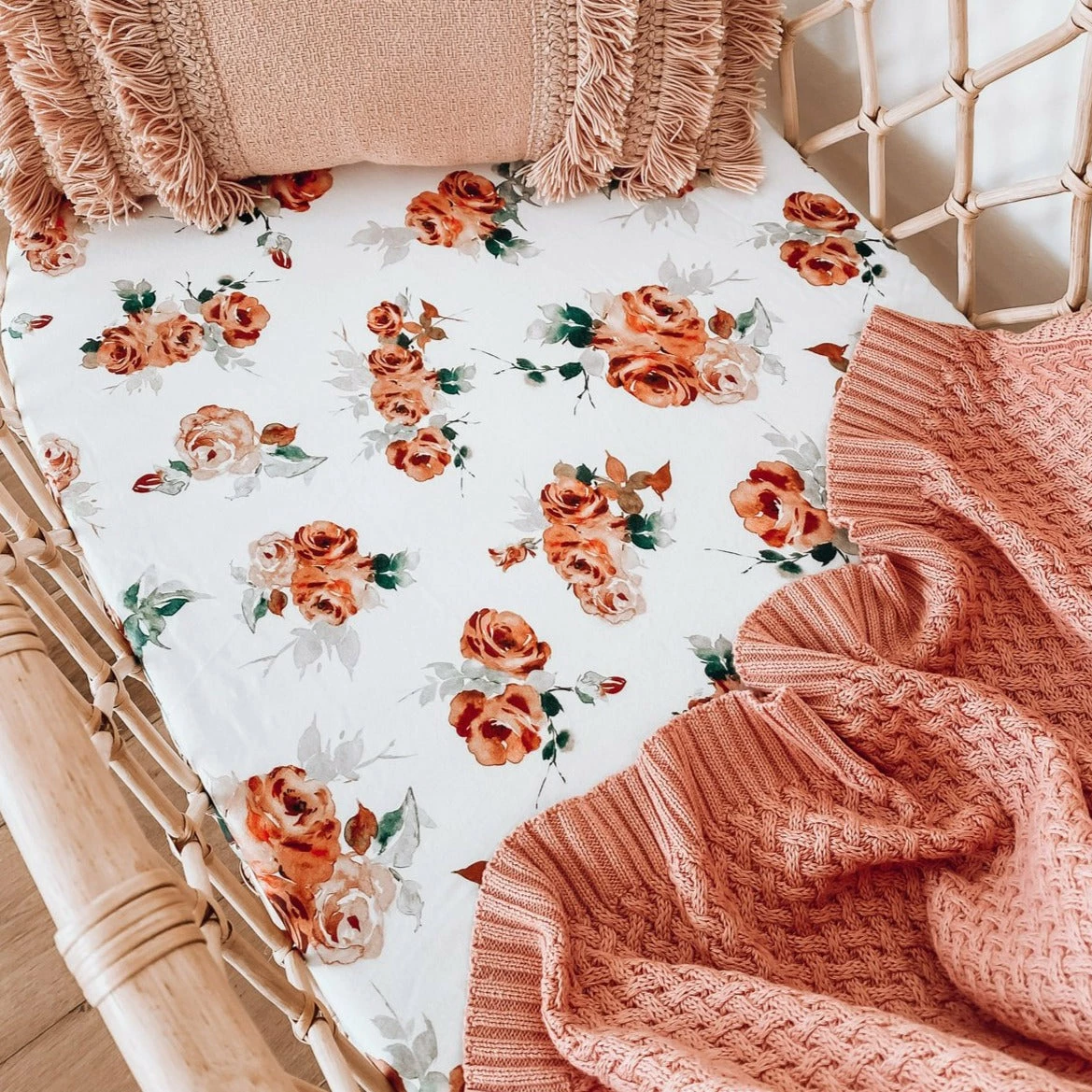 Snuggle Hunny Kids Rosebud Bassinet Sheet/Change Pad Cover