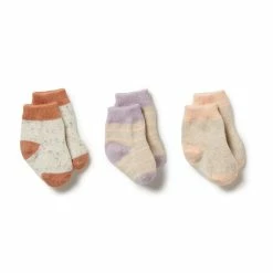 Wilson & Frenchy Organic 3 Pack Baby Socks - Cream Tan/Lilac Ash/Cameo