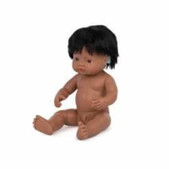 Miniland Dolls Miniland Doll - Anatomically Correct Baby, Latin American Boy, 38 Cm (UNDRESSED) With Hearing Aid