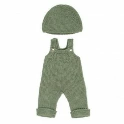 Miniland Dolls Miniland Clothing Eco Knitted Overalls And Beanie Hat, 38cm