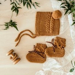 Snuggle Hunny Kids Bronze Merino Wool Bonnet & Booties