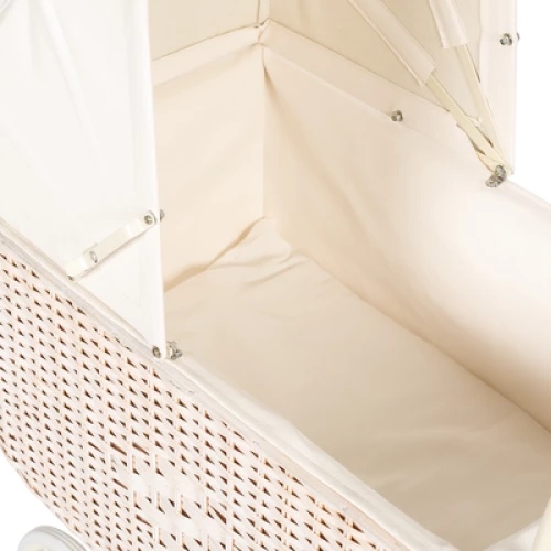 Astrup Doll Retro Rattan Pram, Cream - Image 3