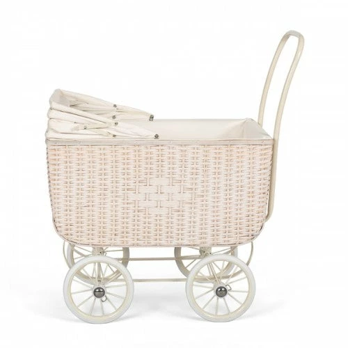 Astrup Doll Retro Rattan Pram, Cream - Image 2