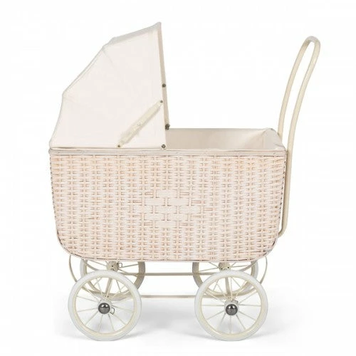 Astrup Doll Retro Rattan Pram, Cream - Image 5