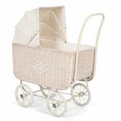 Astrup Doll Retro Rattan Pram, Cream