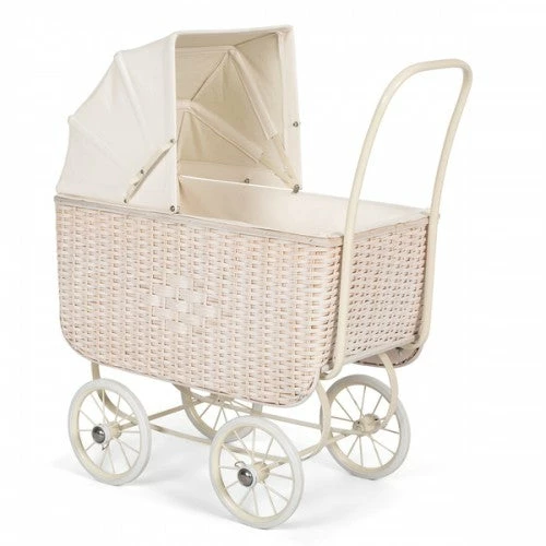 Astrup Doll Retro Rattan Pram, Cream