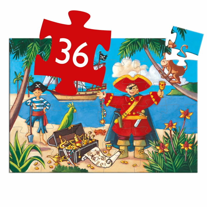 Djeco Pirate And Treasure 36 Pc Silhouette Puzzle - Image 2