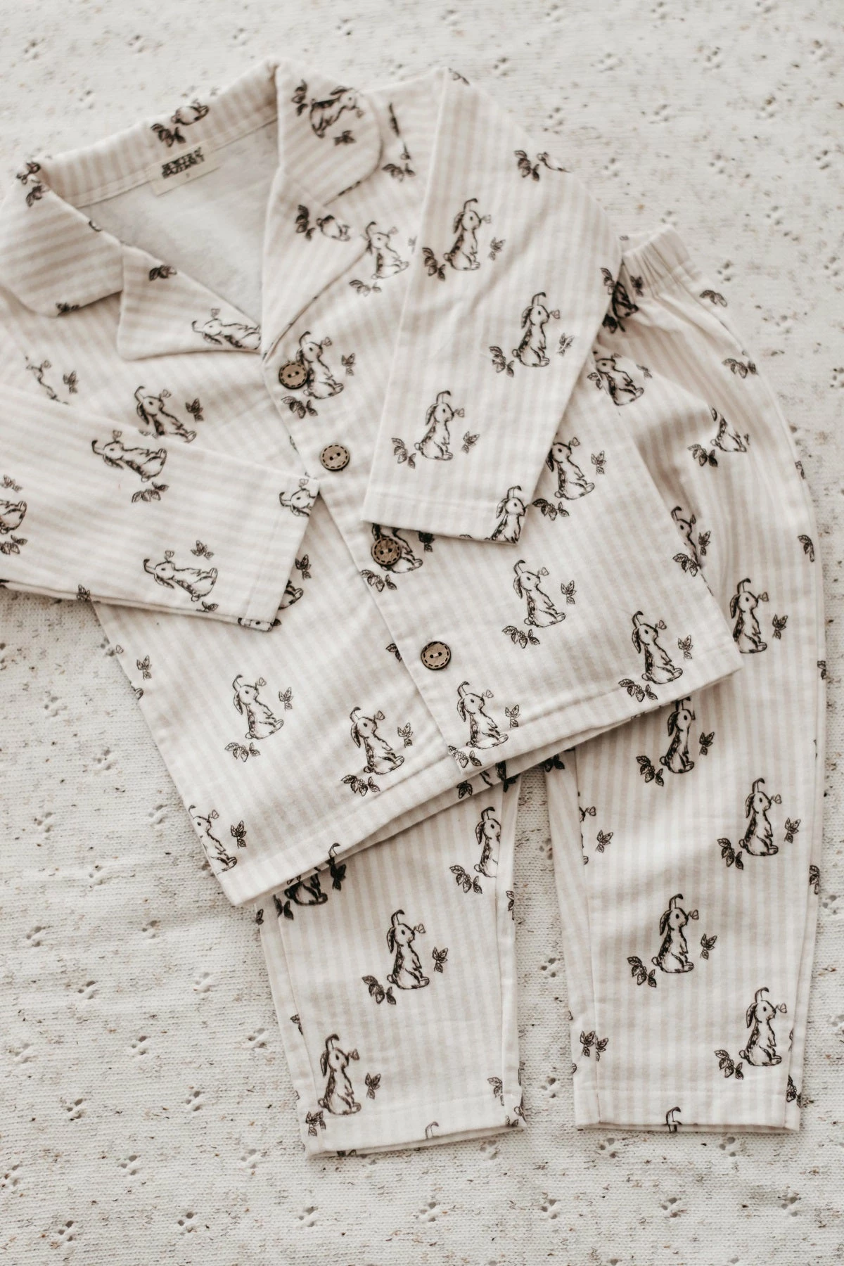 Bencer And Hazelnut PRE-ORDER Stripe Bunny Flannelette PJs - Image 2