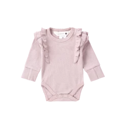 Susukoshi Organic Flutter Suit L/S, Pale Lilac (Pointelle)
