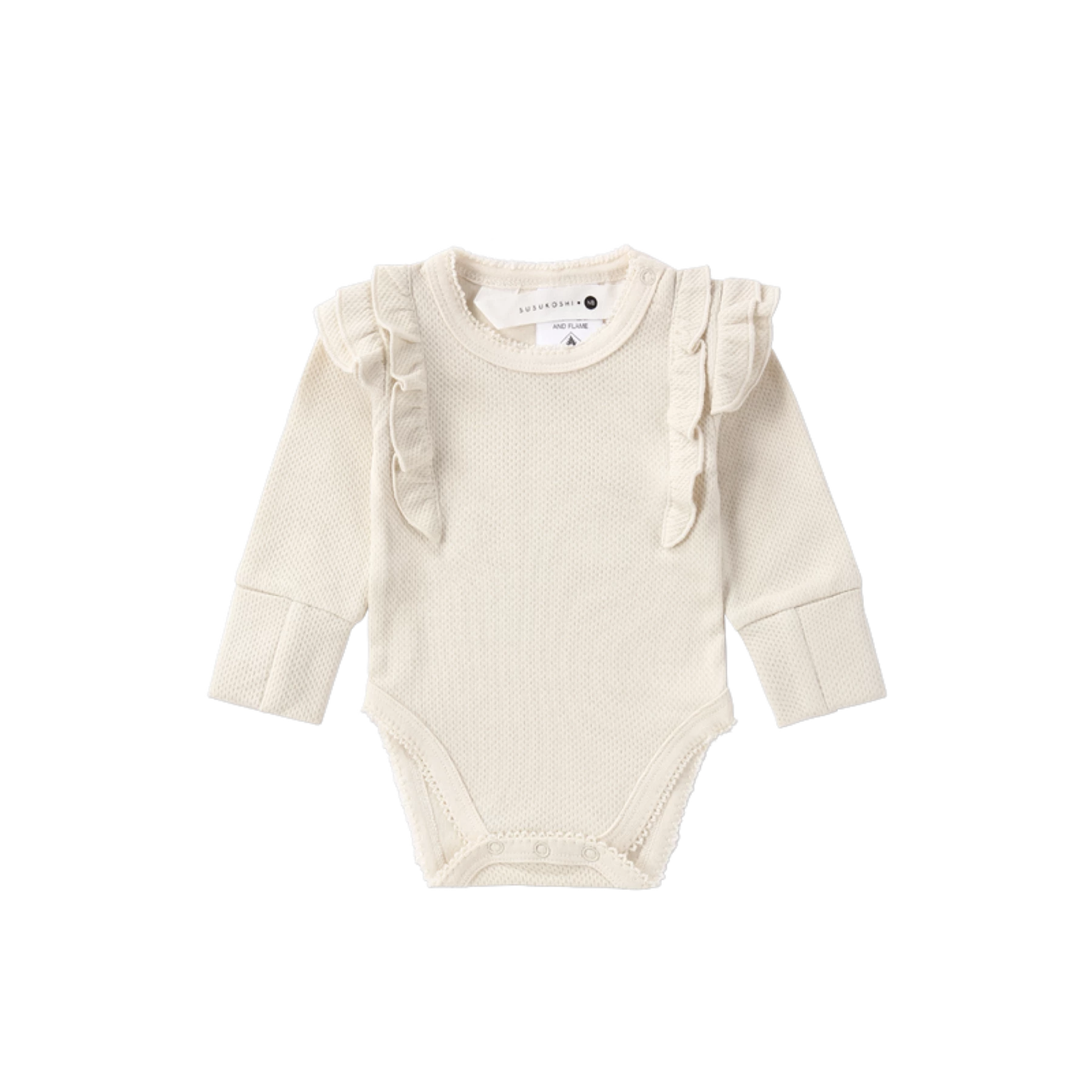 Susukoshi Organic Flutter Suit L/S, Powder (Pointelle)