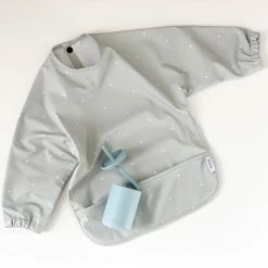 Bare The Label Dotty Grey Smock Bib