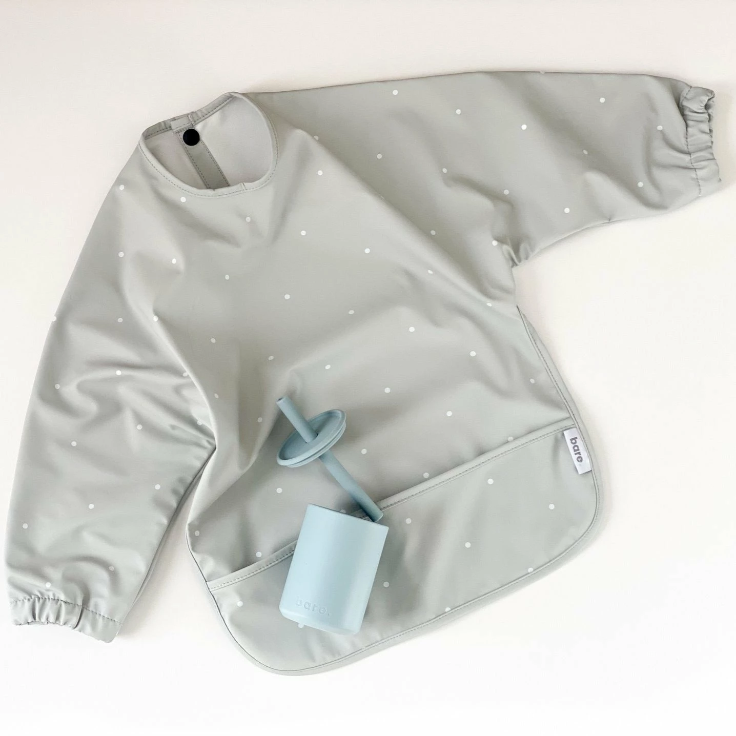 Bare The Label Dotty Grey Smock Bib