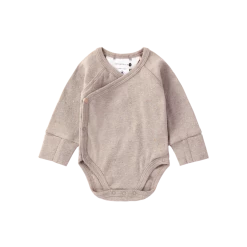 Susukoshi Organic Kimono Bodysuit, L/S Mushroom Speckled