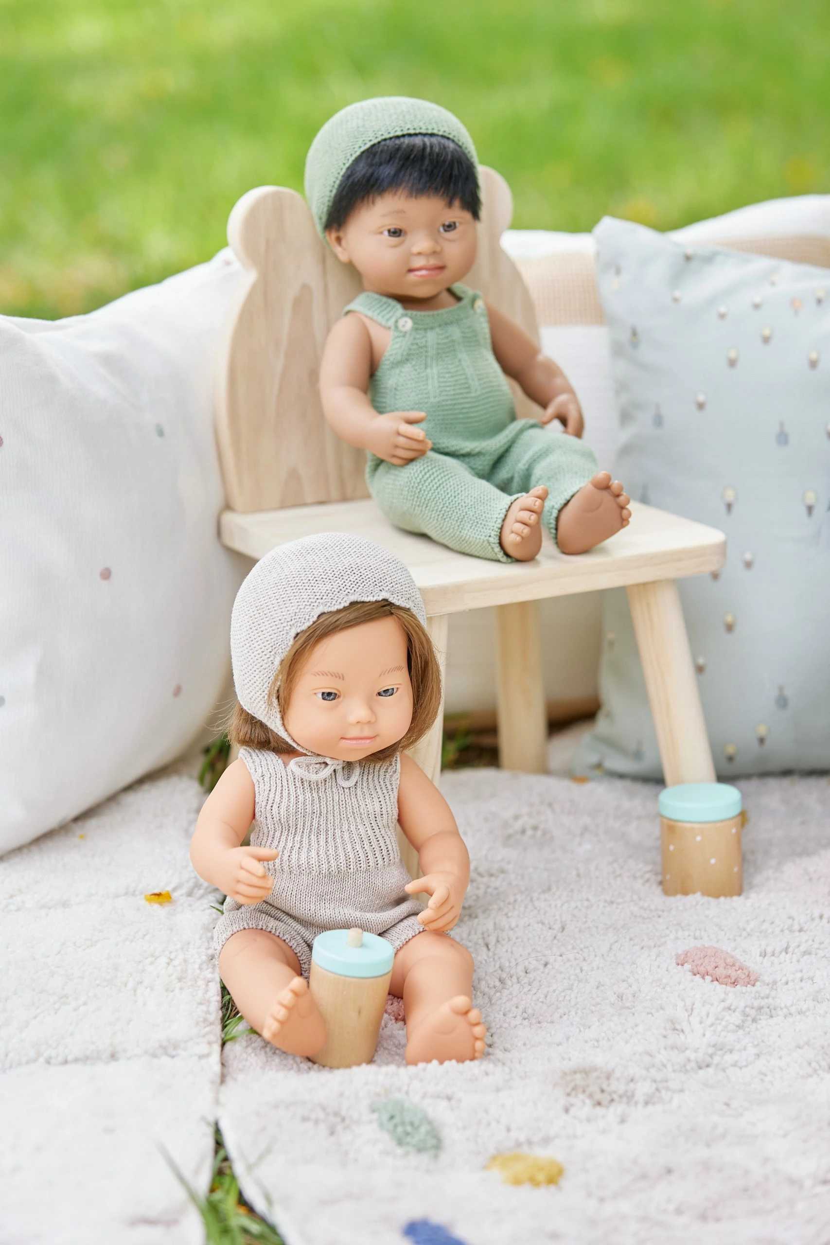 Miniland Dolls Miniland Clothing Eco Knitted Overalls And Beanie Hat, 38cm - Image 2