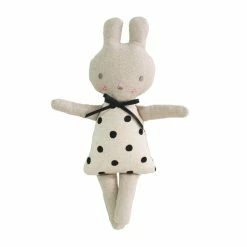 Alimrose Linen Bonnie Bunny Rattle 19 Cm Black Spot