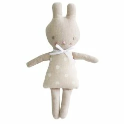 Alimrose Linen Bonnie Bunny Rattle 19 Cm White Spot