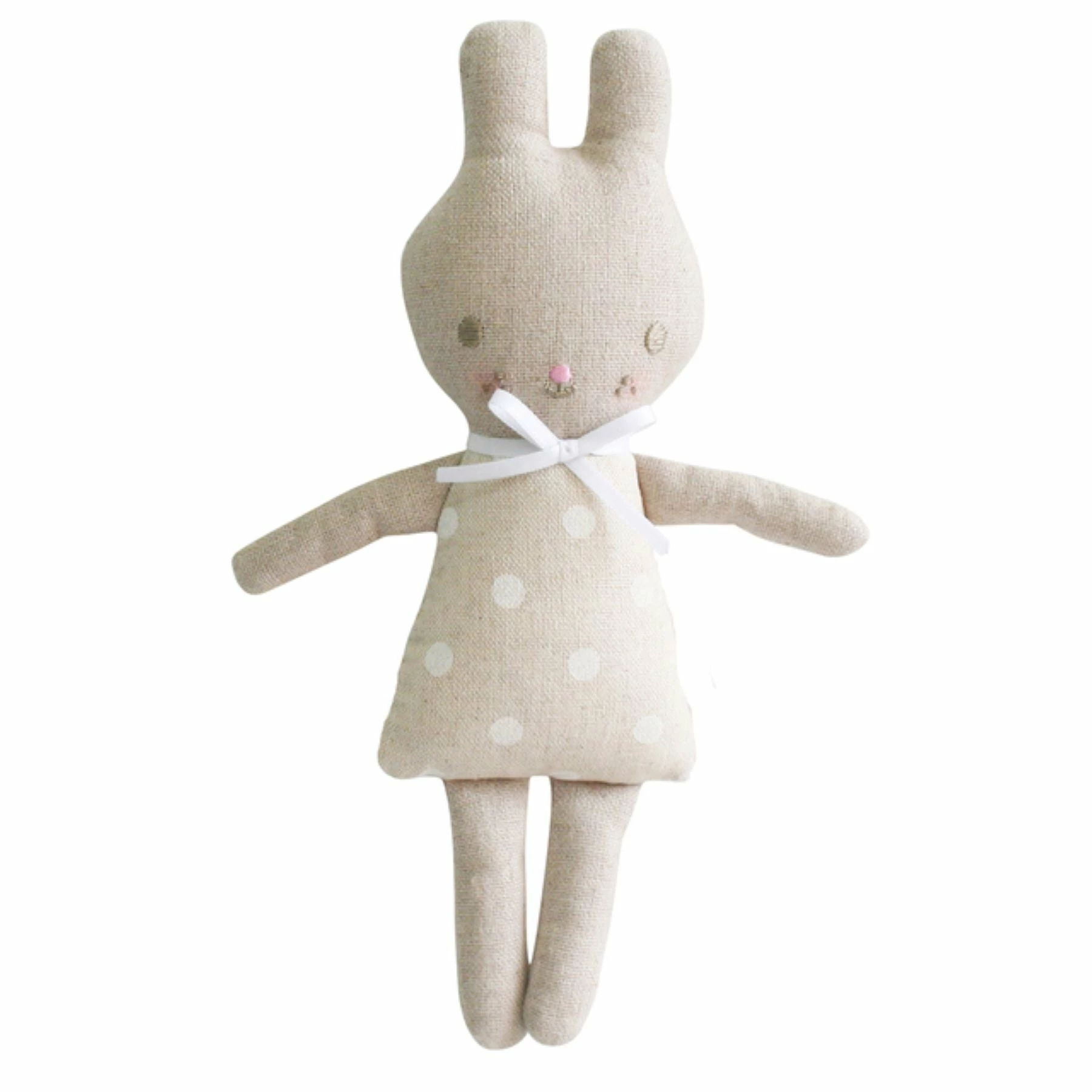 Alimrose Linen Bonnie Bunny Rattle 19 Cm White Spot