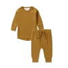 Susukoshi Organic PJ L/S Pant Set, Antique Brass (Pointelle)