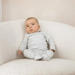 Wilson & Frenchy Organic Stripe Rib Footed Legging - Blue Depths