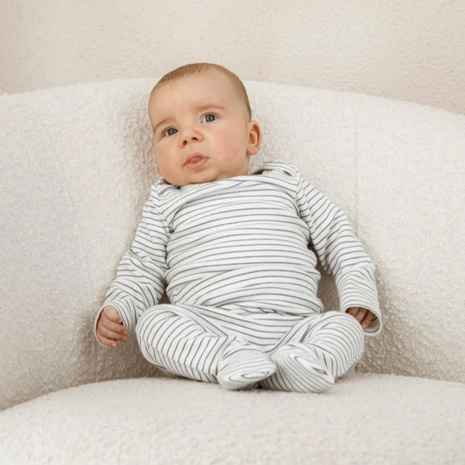 Wilson & Frenchy Organic Stripe Rib Bodysuit - Blue Depths - Image 4