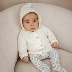 Wilson & Frenchy Knitted Jacket With Pom Pom - Gardenia