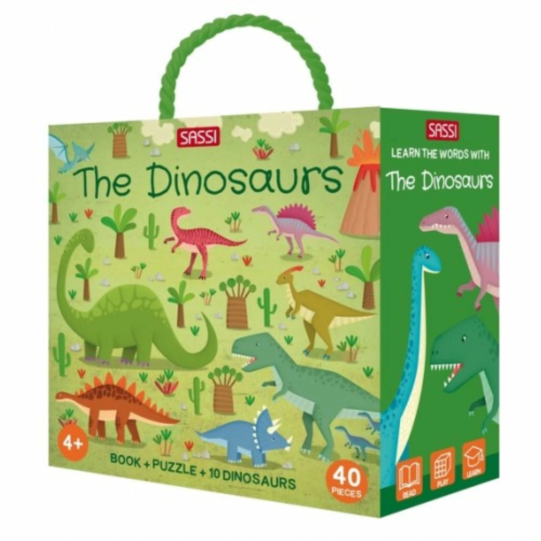 Sassi 3D Puzzle And Book Set - Learn Words Dinosaurs