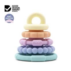 Jellystone Designs Pastel Rainbow Stacker And Teether Toy