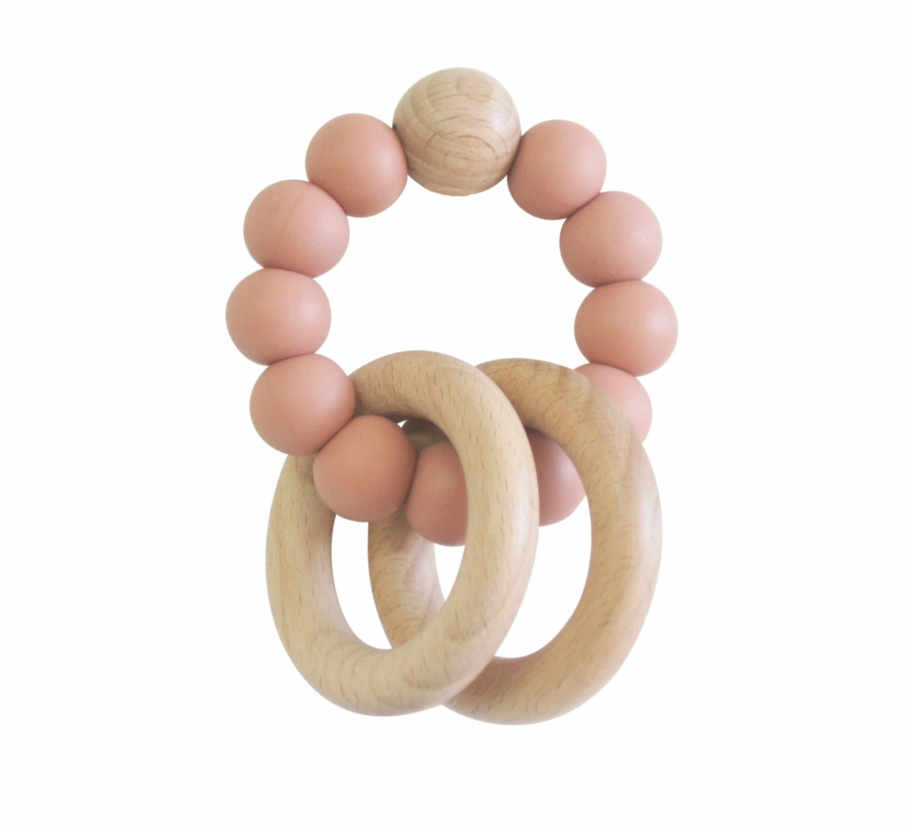 Alimrose Beechwood Silicone Teether Ring Set - Terracotta - Image 2
