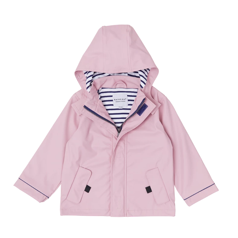 Stripy Sailor Rainkoat - Blush Pink - Image 2