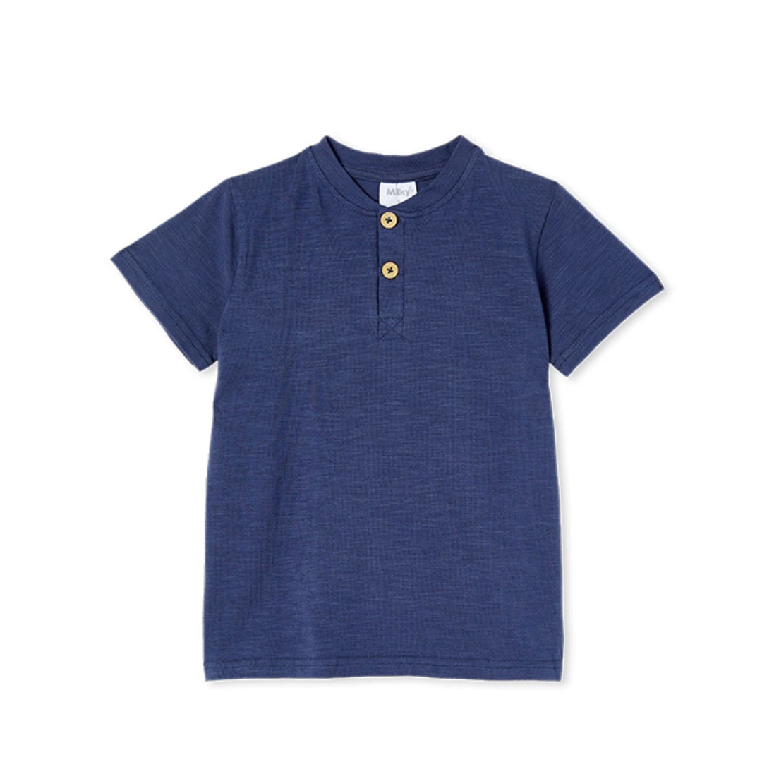 Milky Oil Blue Slub Henley