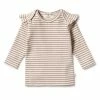 Wilson & Frenchy Organic Stripe Rib Ruffle Top - Wild Ginger