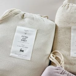 Susukoshi Organic Fitted Sheet, Powder (Pointelle) - Cot