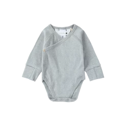 Susukoshi Organic Kimono Bodysuit, L/S Dew Speckled