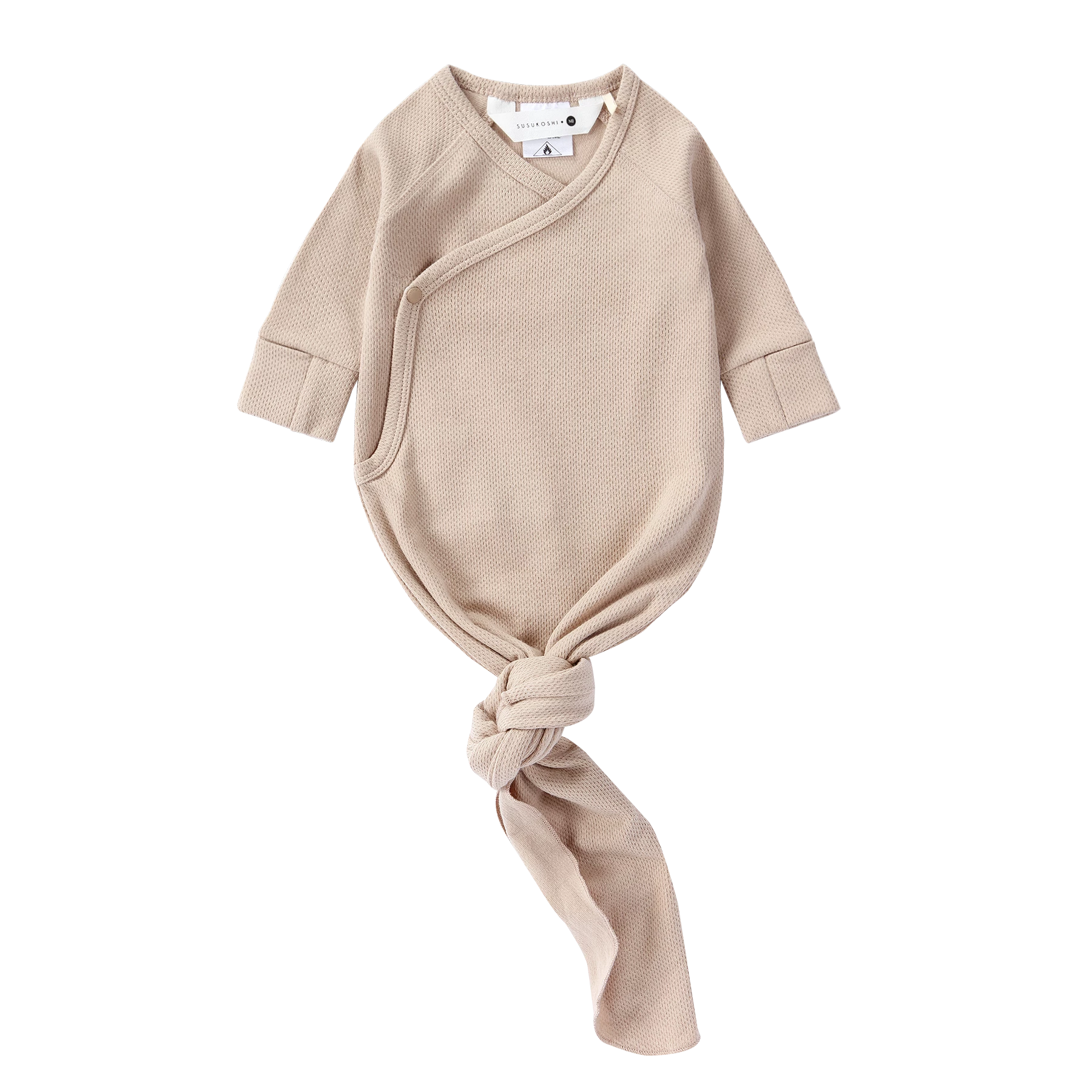 Susukoshi Organic Kimono Gown, Taupe (Pointelle)