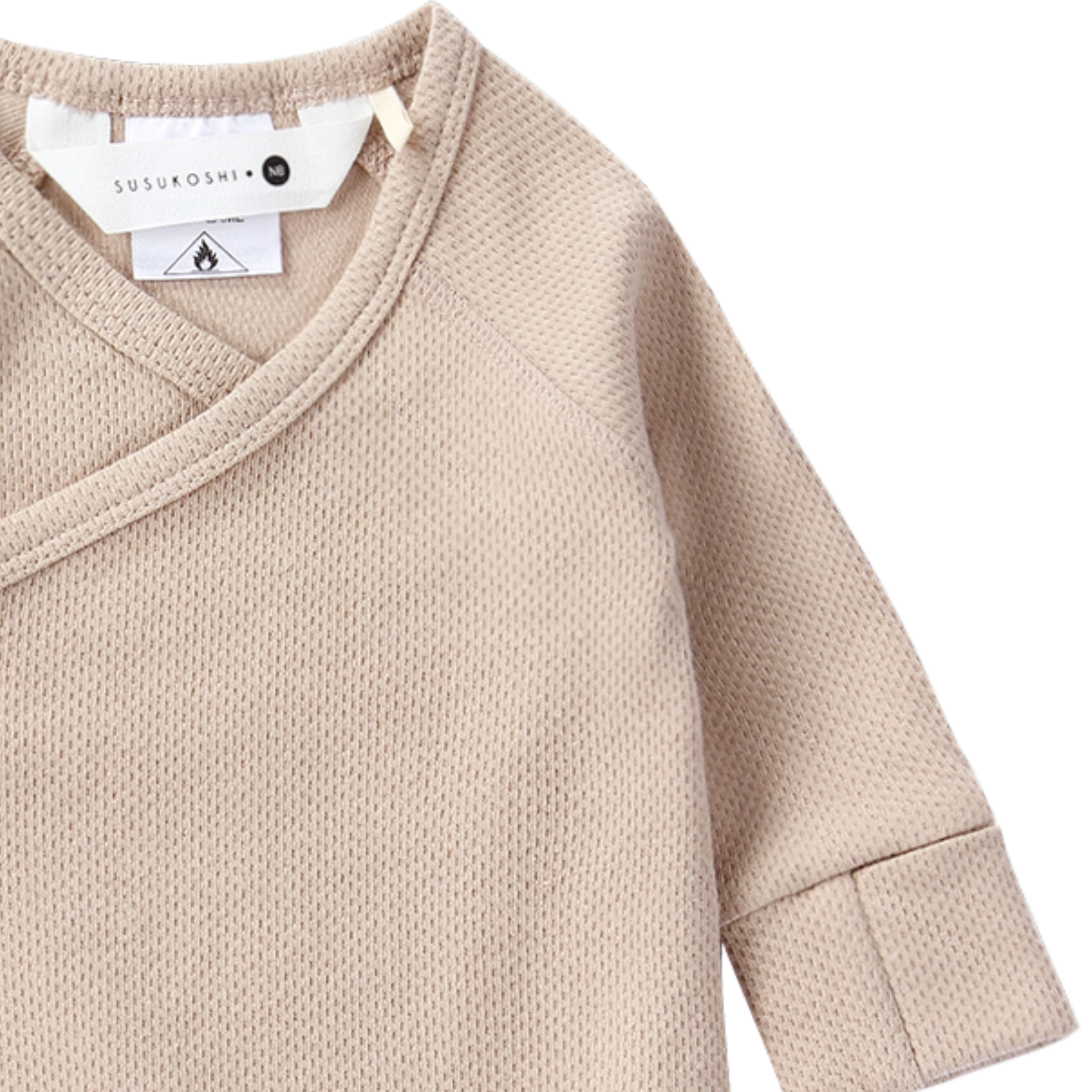 Susukoshi Organic Kimono Gown, Taupe (Pointelle) - Image 2