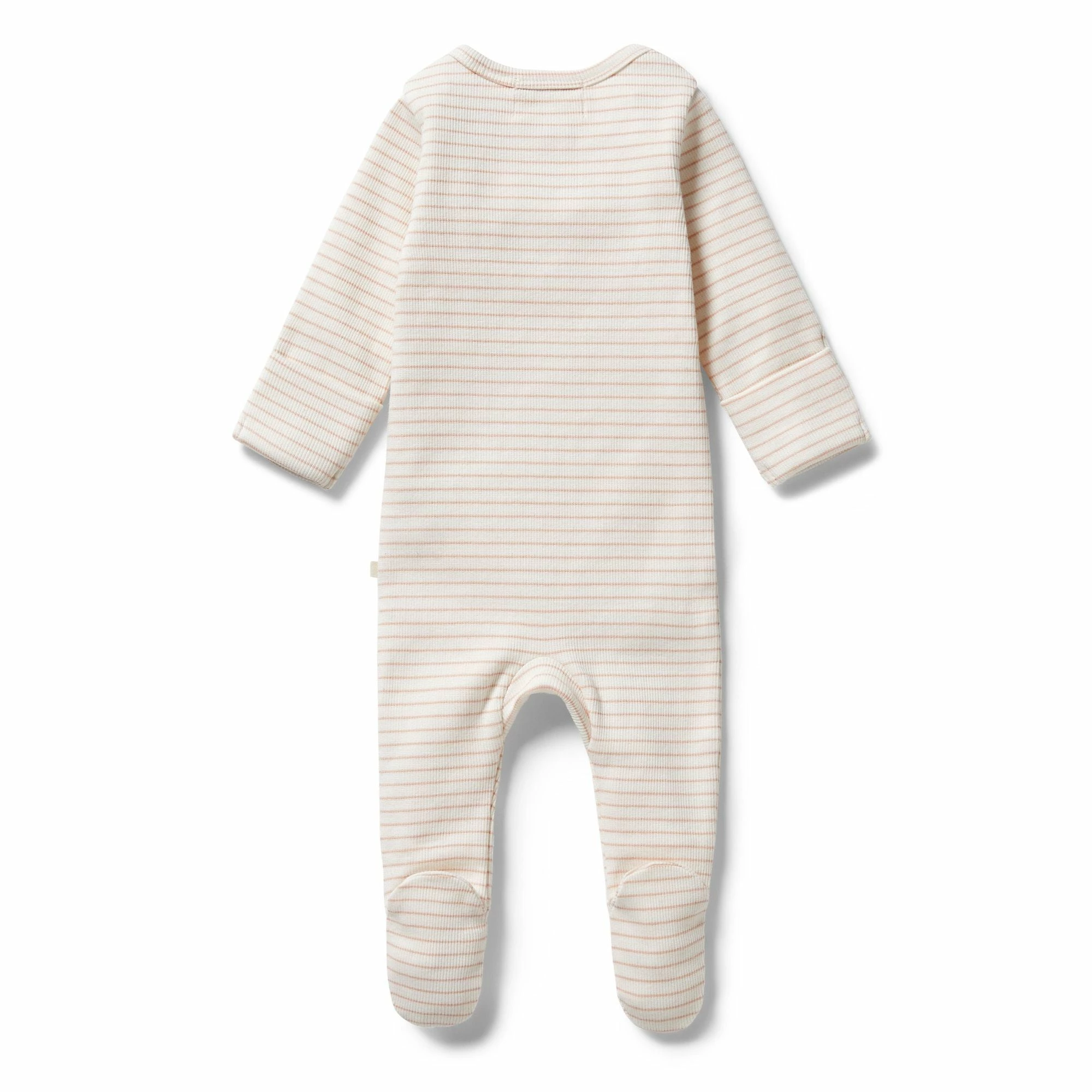 Wilson & Frenchy Organic Stripe Rib Zipsuit - Cameo Rose - Image 3