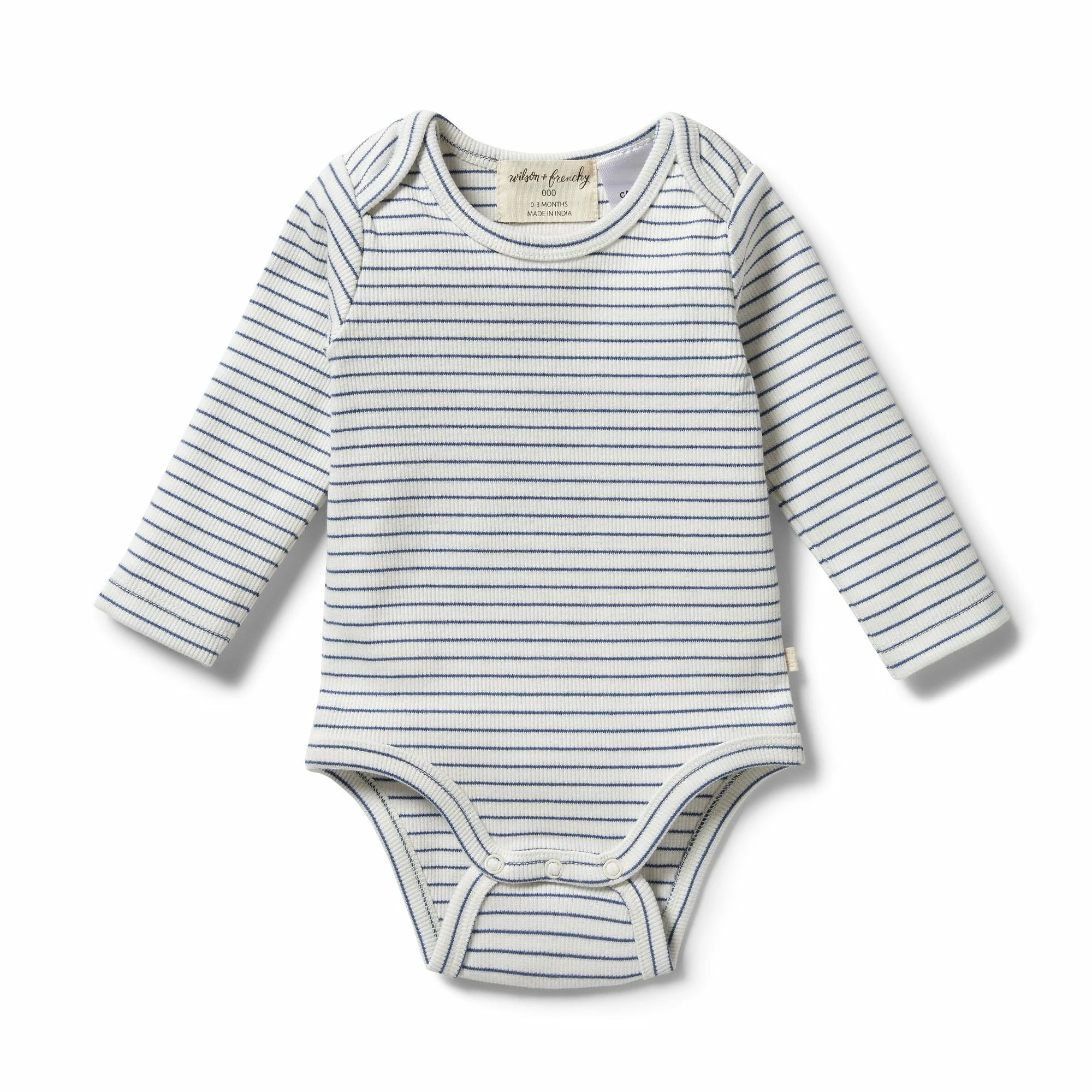 Wilson & Frenchy Organic Stripe Rib Bodysuit - Blue Depths - Image 2