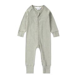 Susukoshi Organic Zip Growsuit L/S, Sage Speckled